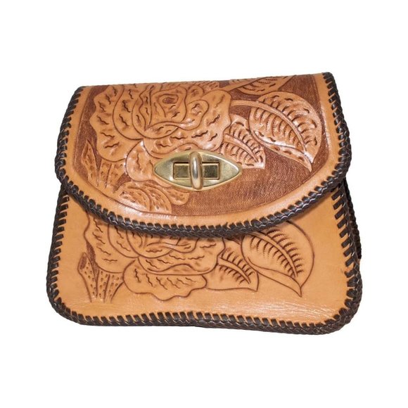 Vintage Hand Tooled Leather Heather Purse - Picture 1 of 4